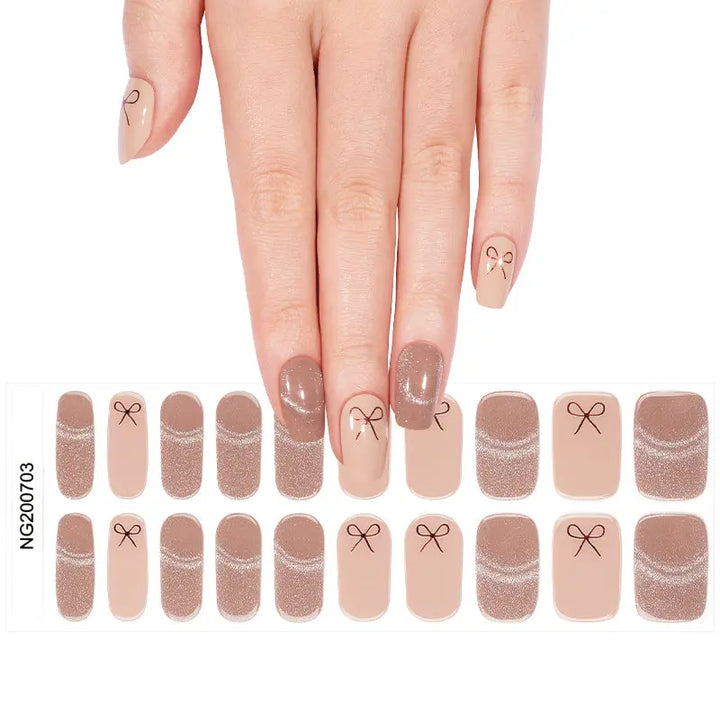 French Cat-eye Semi-Cured Gel Nail Wraps Private Label OEM Wholesale