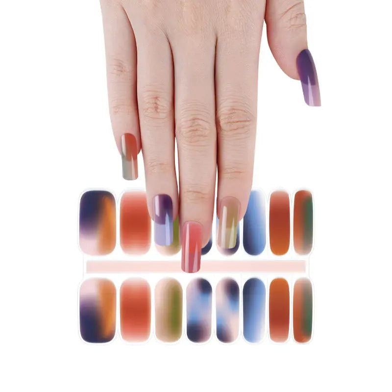 Gel Nail Polish Strips 16 Strips Color Smudge Nail Art Design - Huizi HUIZI