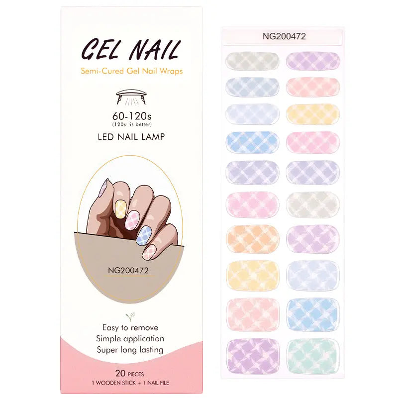 Gel Nail Wraps Supplier Custom Grid Gel Nail Strips HUIZI