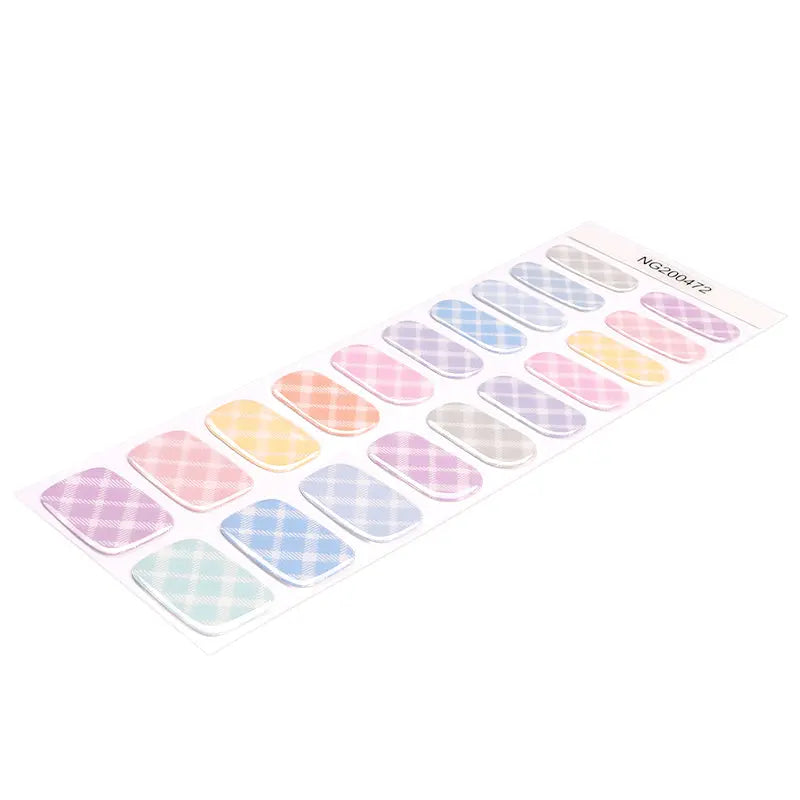 Gel Nail Wraps Supplier Custom Grid Gel Nail Strips HUIZI