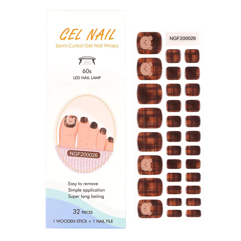 Gel Toe Nail Wraps In Bulk Gel Toe Nail Wraps At Wholesale Prices Water Color, Plaid Bear HUIZI