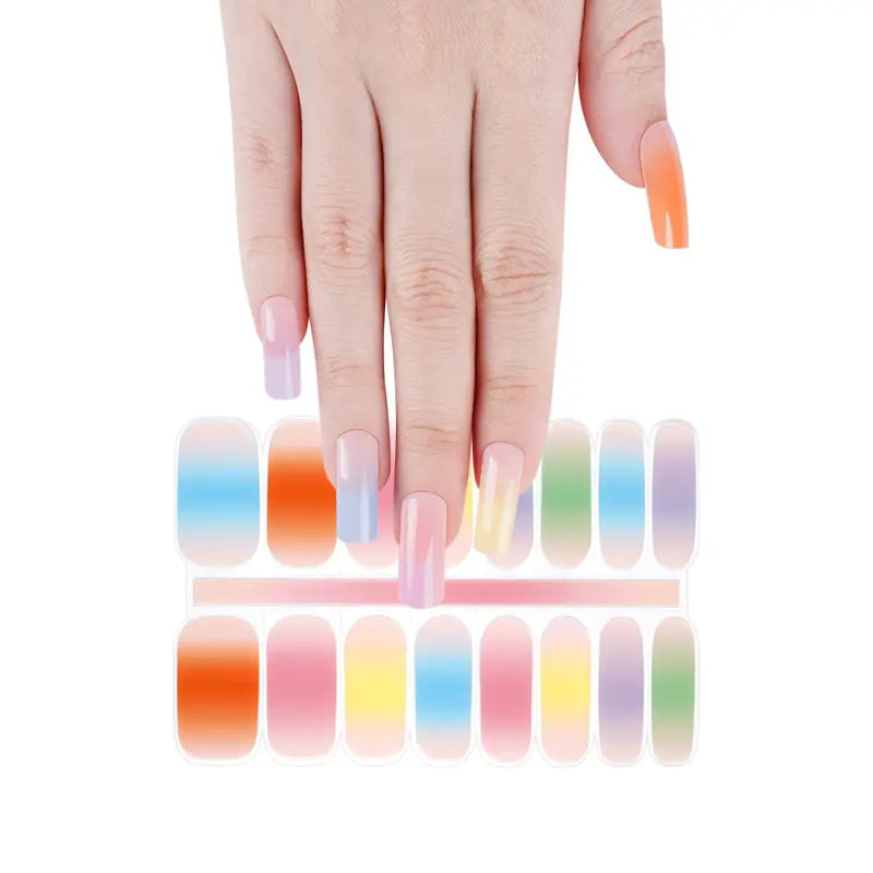 Hot Popular New Arrival Colorful Gel Nail Sticker Nail Supplies Rainbow Gradient Nail Art Design - Huizi HUIZI