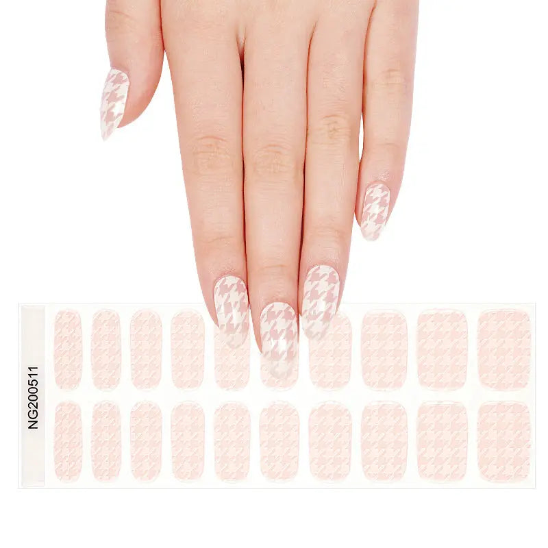 Houndstooth Pattern Gel Nail Wraps Wholesale HUIZI