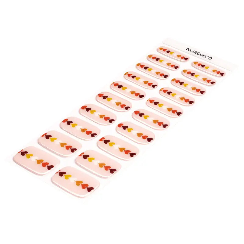 Huizi Wholesale Autumn Hearts Gel Nail Stickers Seasonal Nail Art Wraps for Salon & Brand Customization HUIZI
