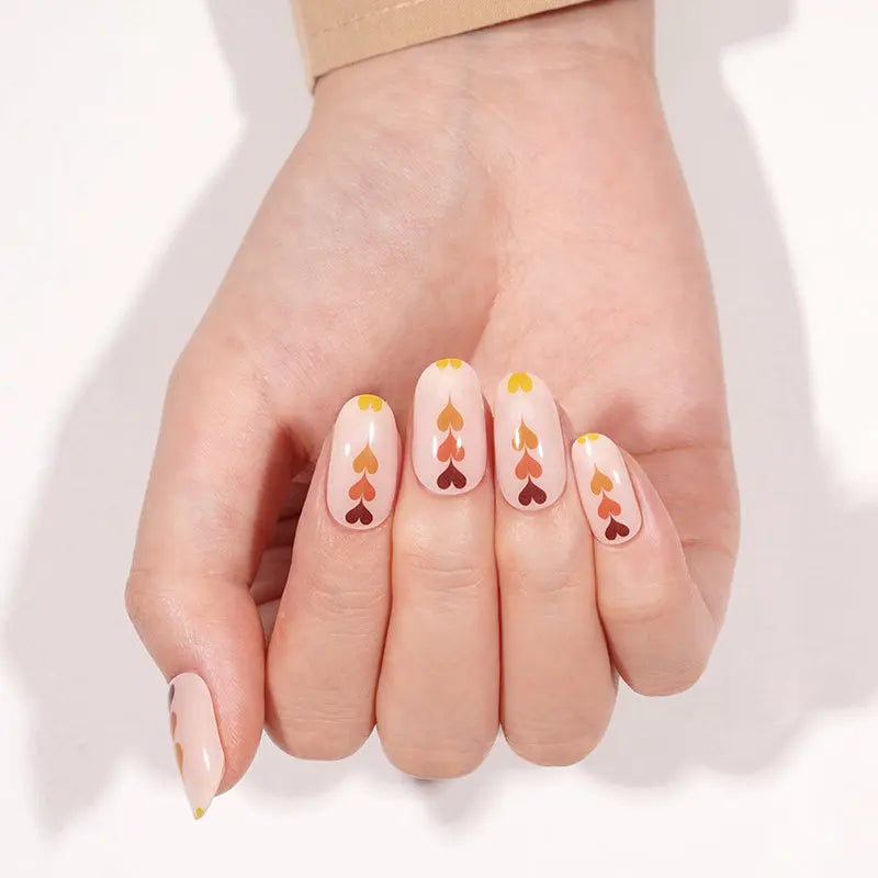 Huizi Wholesale Autumn Hearts Gel Nail Stickers Seasonal Nail Art Wraps for Salon & Brand Customization HUIZI