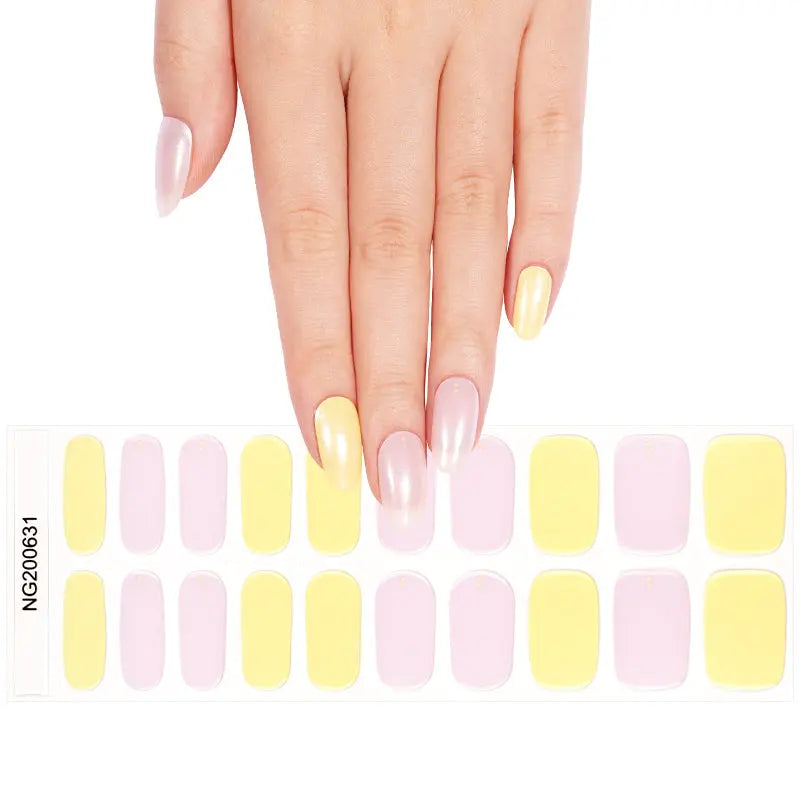 Huizi Wholesale Purple and Yellow Mirror Chrome Gel Nail Stickers HUIZI