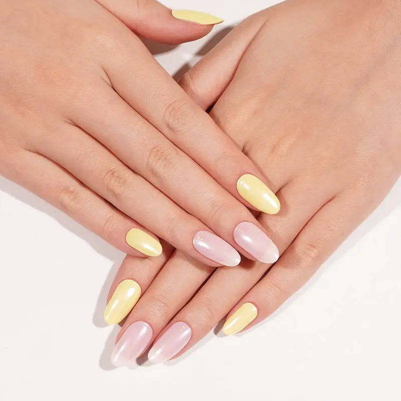 Huizi Wholesale Purple and Yellow Mirror Chrome Gel Nail Stickers HUIZI