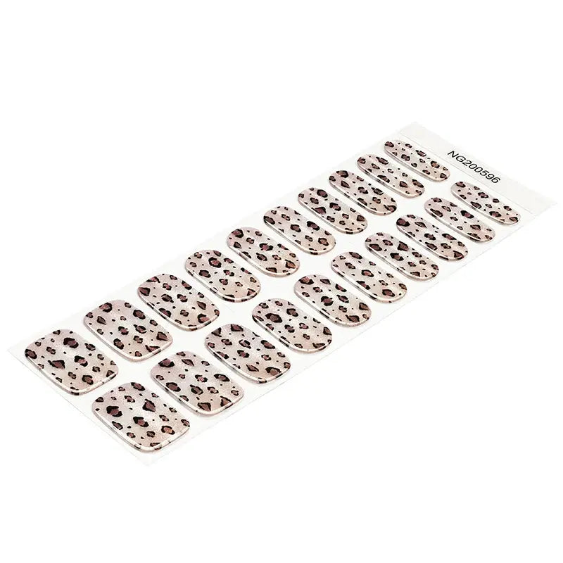 Leopard Print Gel Nail Stickers Wholesale Glitter Gel Nail Strips Custom HUIZI