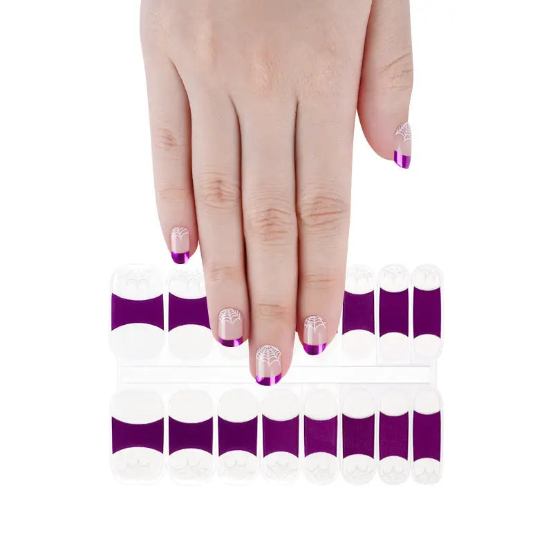 Nail Beauty Diy Adhesive Gel Nail Sticker Supplier Purple Metal French Manicure - Huizi HUIZI