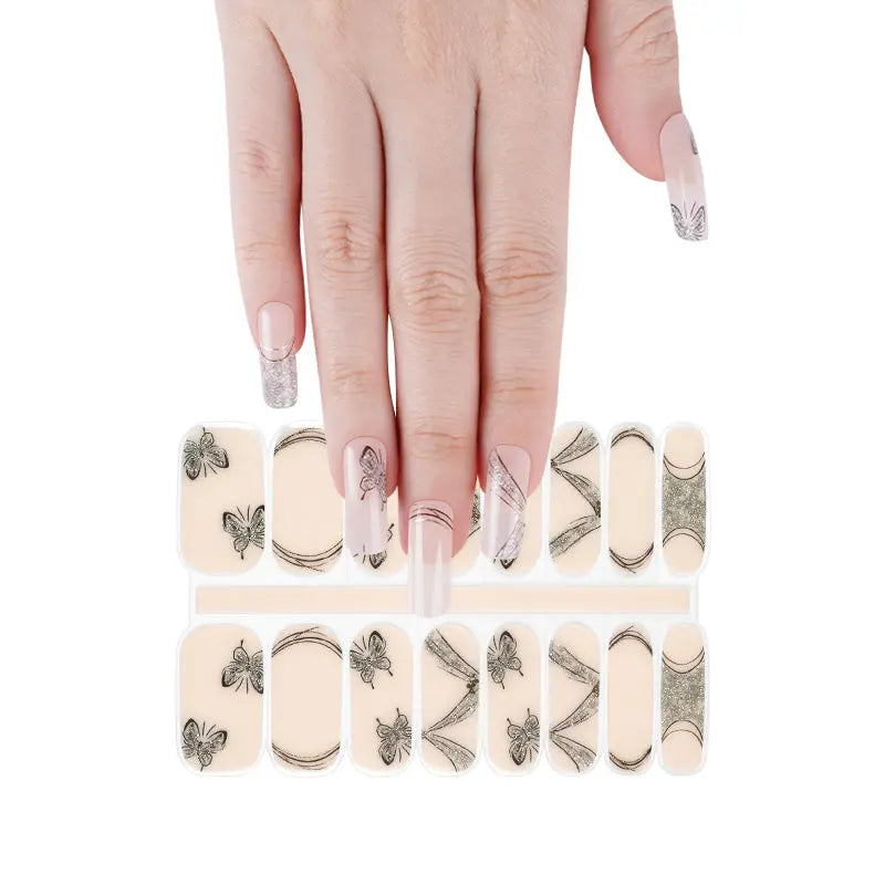 Newest Mixed Designs Gel Nail Stickers Nail Art Strips Butterfly Nail Design - Huizi HUIZI