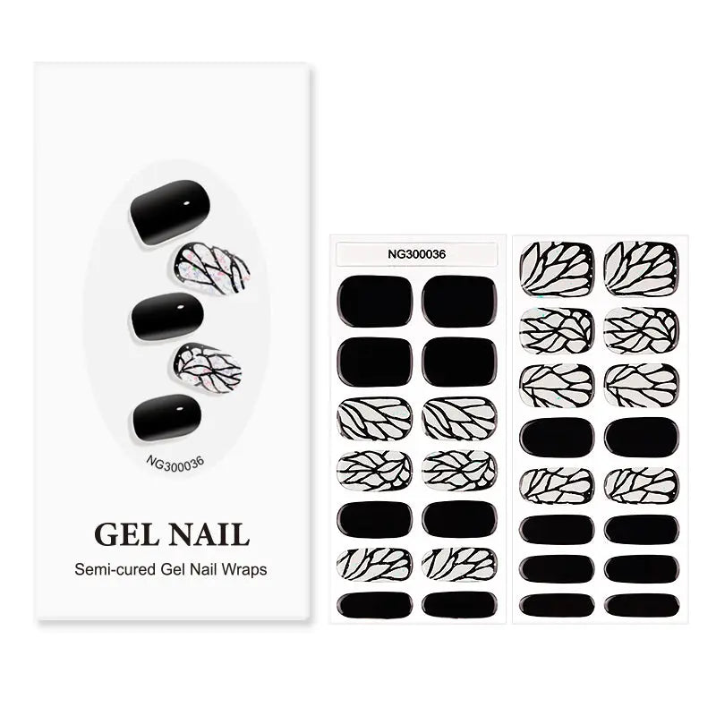 OEM Brocade Semi-cured Gel Strips Custom Nail Wrap Designs HUIZI