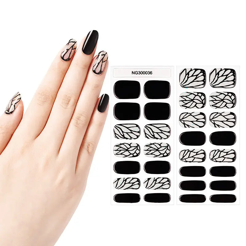 OEM Brocade Semi-cured Gel Strips Custom Nail Wrap Designs HUIZI