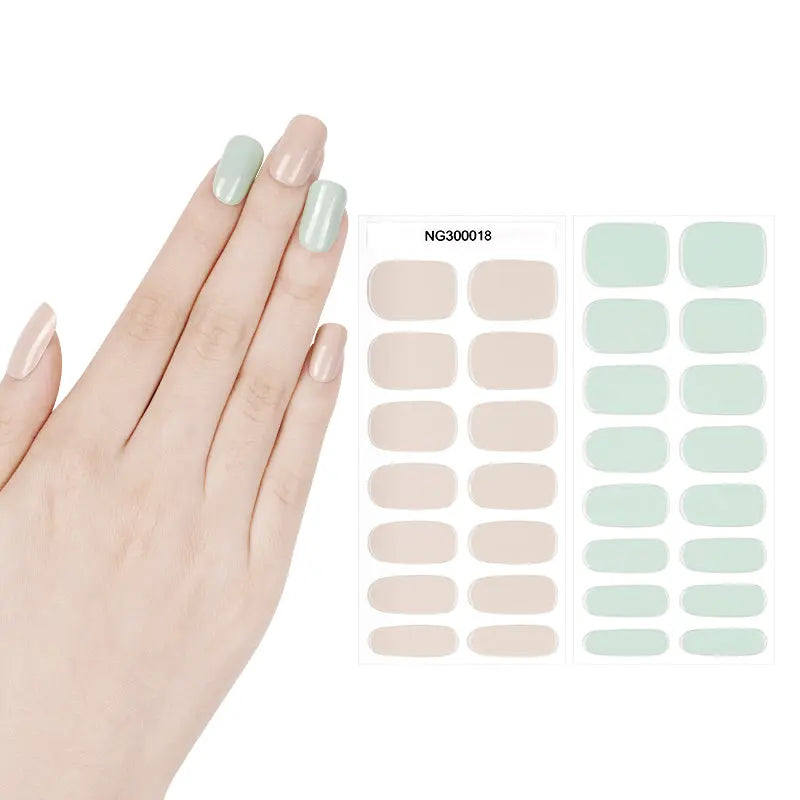 OEM Semi-cured Gel Nail Trips Green Cutom Gel Nail Stickers Beige HUIZI