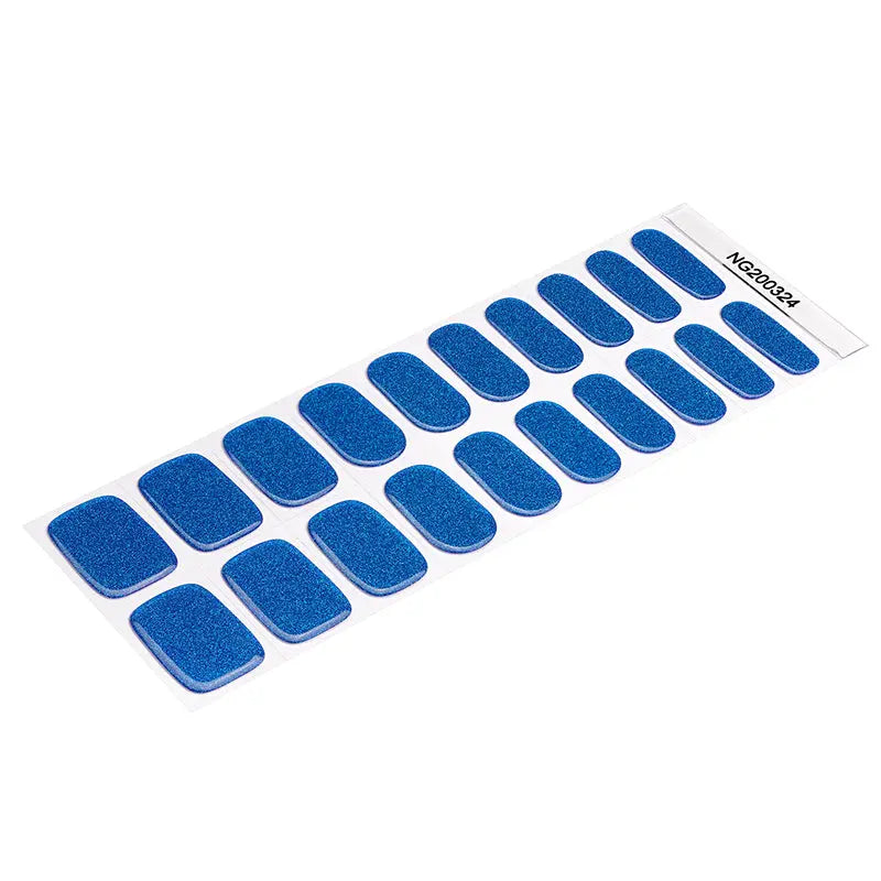 OEM Semitransparent Gel Nail Strips Laser Glitter Blue Color Uv Led 20 Strips Gel Polish Nail Art - Huizi HUIZI