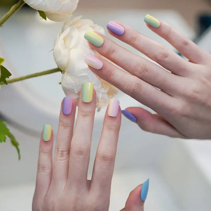 OEM rainbow ombre gel nail wraps-HUIZI Nail Strip Manufacturer HUIZI