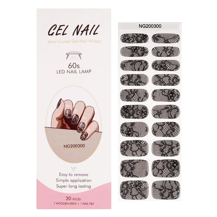 Oem Black Lace Nail Art Gel Nail Stickerscustom Clear Nail Stickers -
