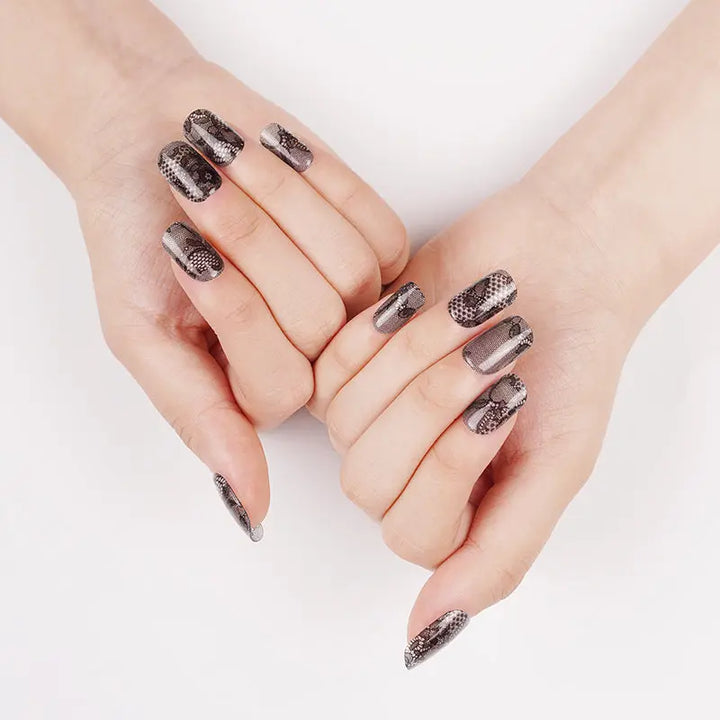 Oem Black Lace Nail Art Gel Nail Stickerscustom Clear Nail Stickers -