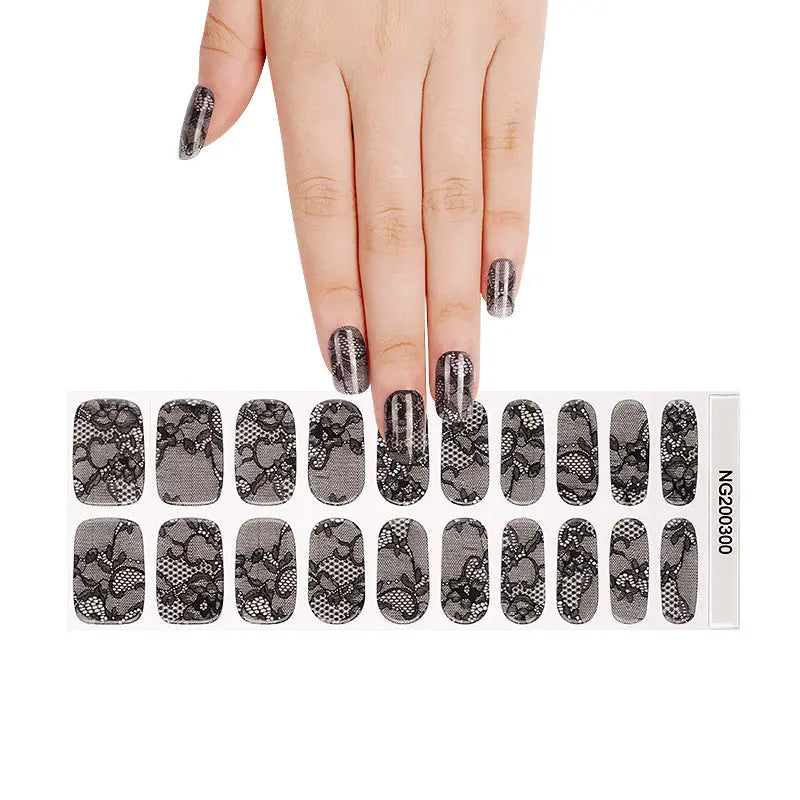 Oem Black Lace Nail Art Gel Nail Stickerscustom Clear Nail Stickers - Huizi HUIZI