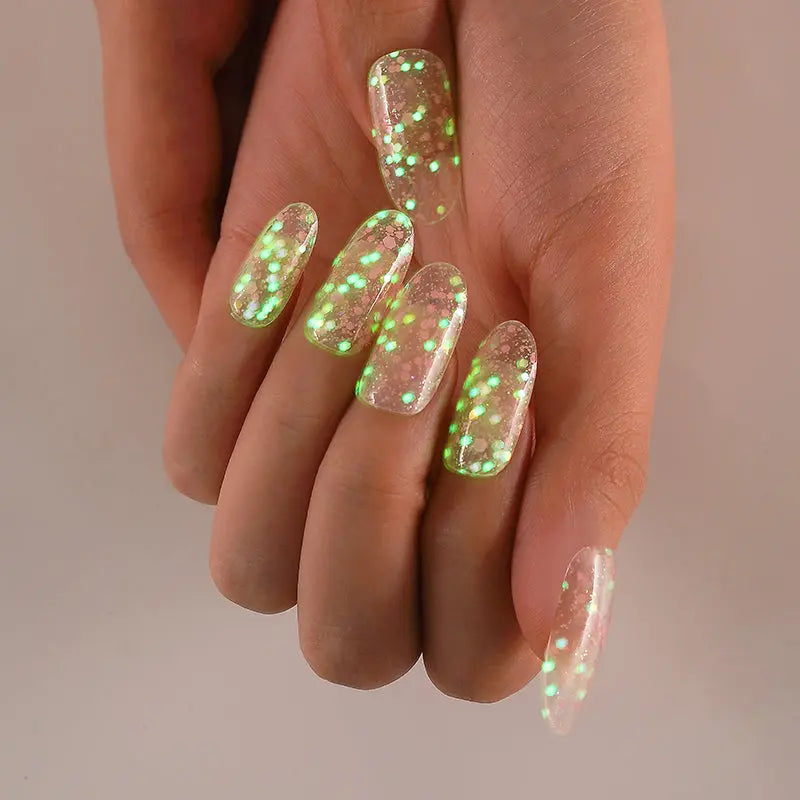 Oem Using Nail Stickers With Gel Polish Custom Glow In The Dark Confetti Nails - Huizi.com HUIZI