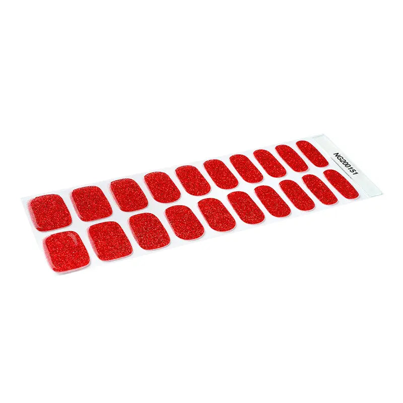 Personalized Semi-Cured Gel Nails With Custom Wraps Wholeslale Red Glitter Nails - Huizi HUIZI