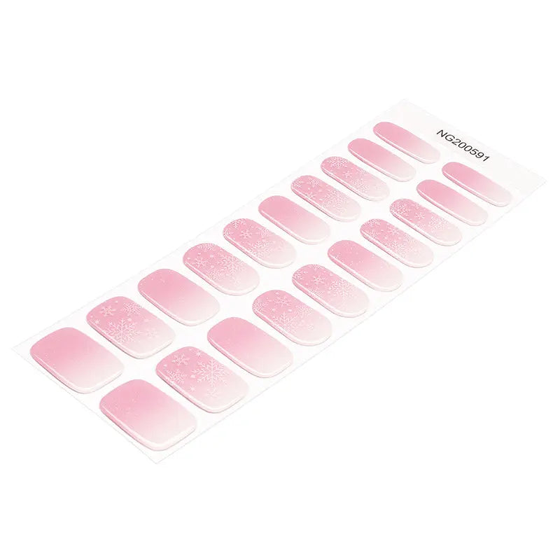 Pink Snowflake Gel Nail Strips Wholesale Winter Wonderland Nail Wraps Collection HUIZI