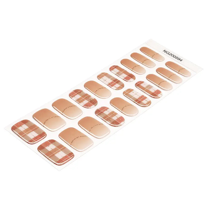 Plaid Gel Nail Stickers Custom Plaid & French Tip Gel Nail Strips Wholesale HUIZI