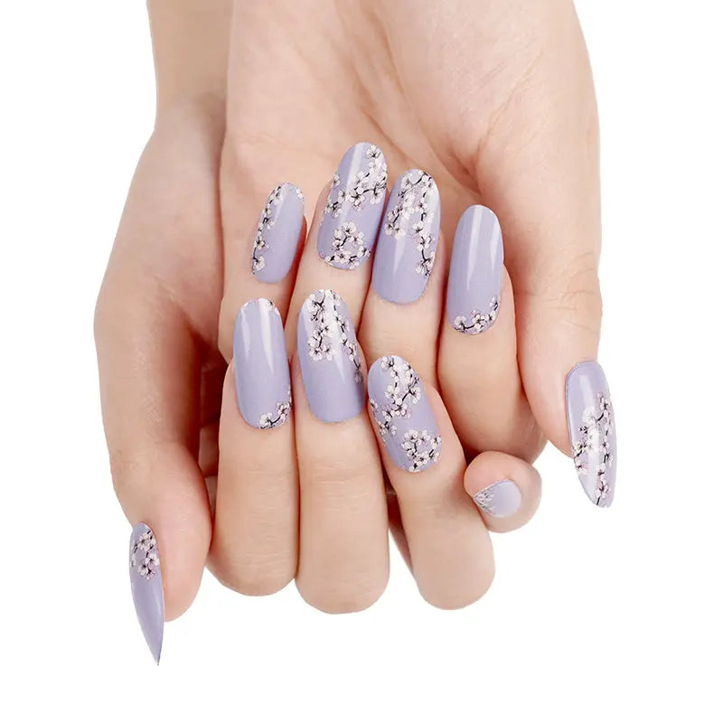Press On Nails Wholesale Vendor Plum Blossom Purple Nail Wraps - Huizi HUIZI