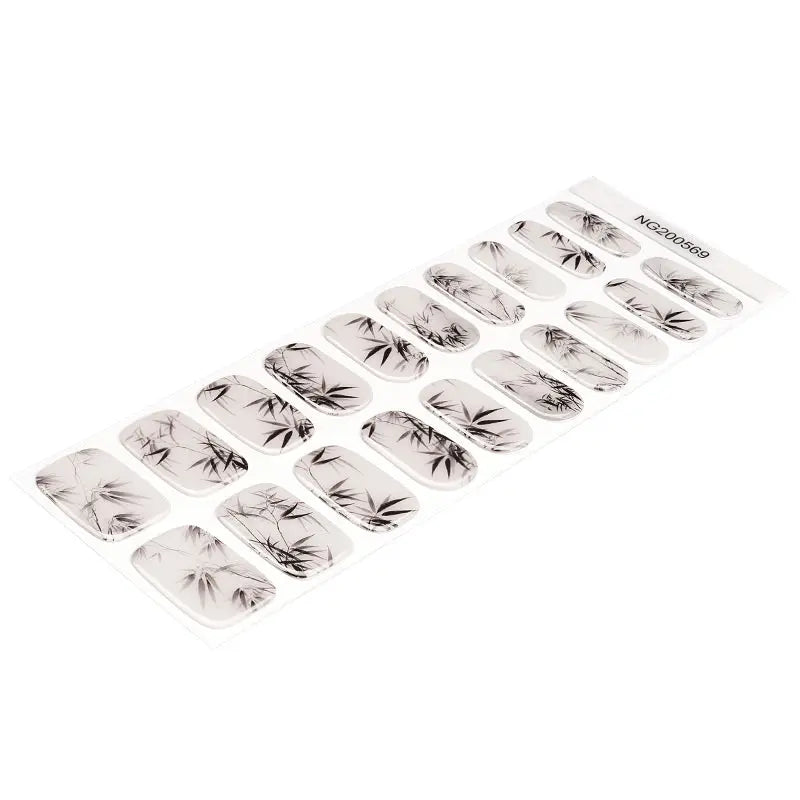 Private Label Black and White Bamboo Pattern Gel Nail Stickers HUIZI