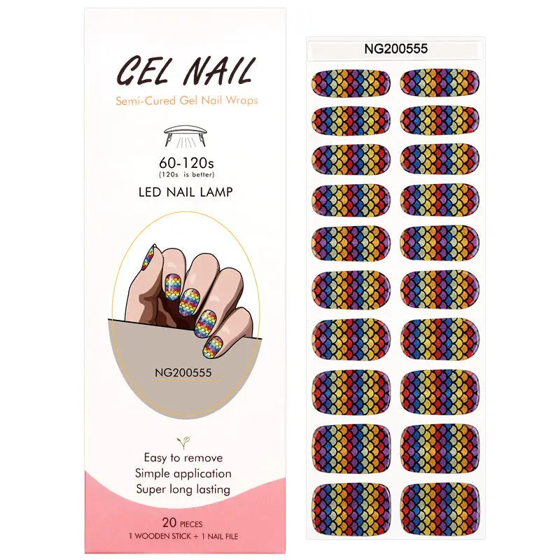 Rainbow Mermaid Scale Nail Wraps – Gel Finish Self-Adhesive Nail Strips for Wholesale & Private Label HUIZI