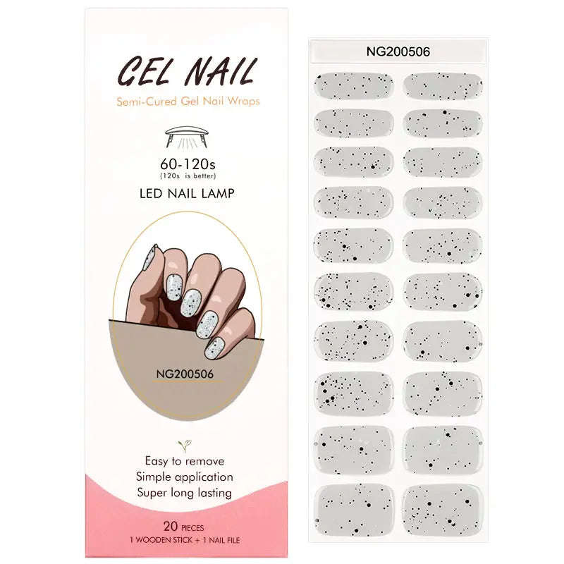 Semi Cured Gel Nail Strip Factory Custom Confetti Nail Sticker HUIZI