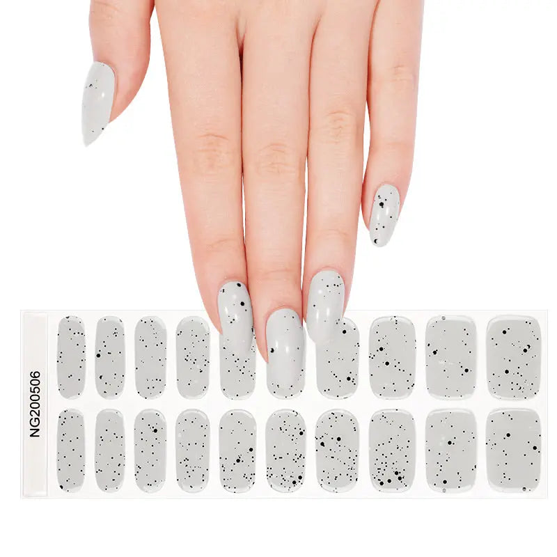 Semi Cured Gel Nail Strip Factory Custom Confetti Nail Sticker HUIZI