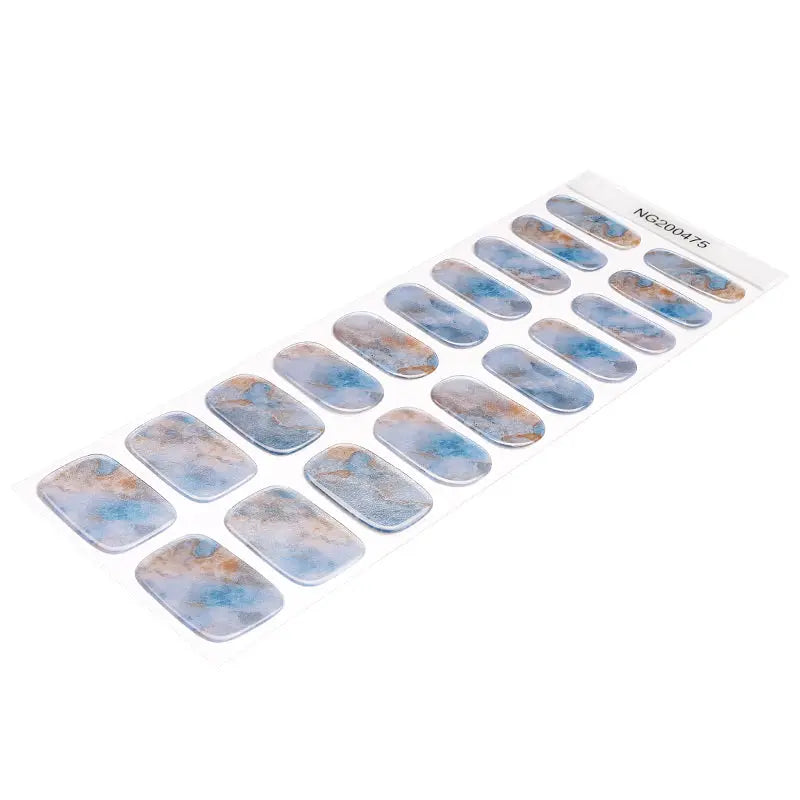 Semi Cured Gel Nail Strip Manufacturer Custom Marble Gel Nail Sticker Glitter Nails HUIZI