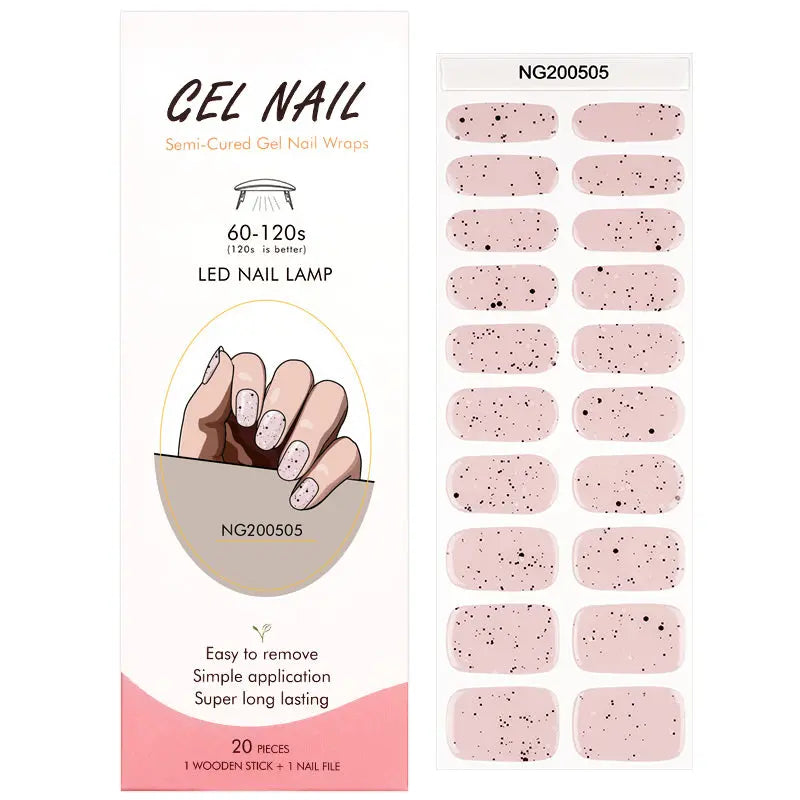 Semi Cured Gel Nail Strip Supplier Custom Confetti Nail Sticker HUIZI