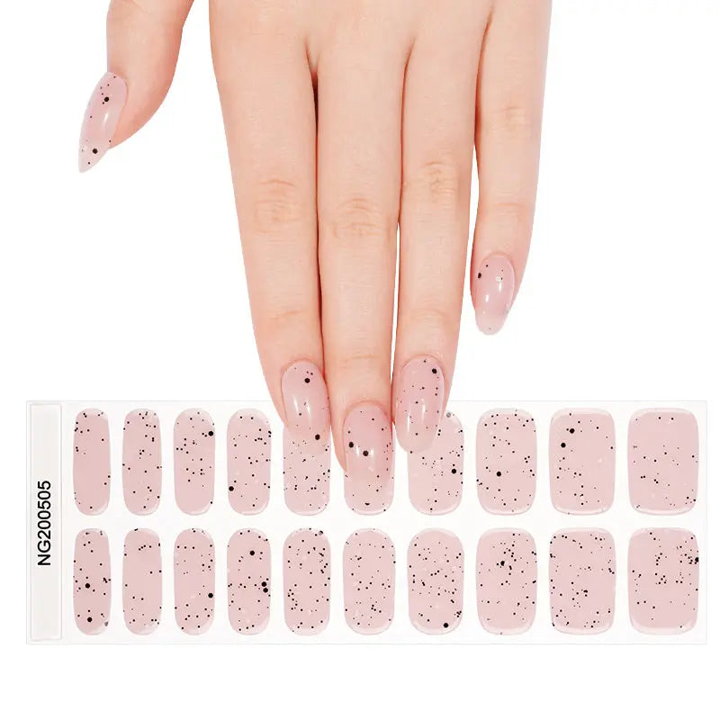 Semi Cured Gel Nail Strip Supplier Custom Confetti Nail Sticker HUIZI