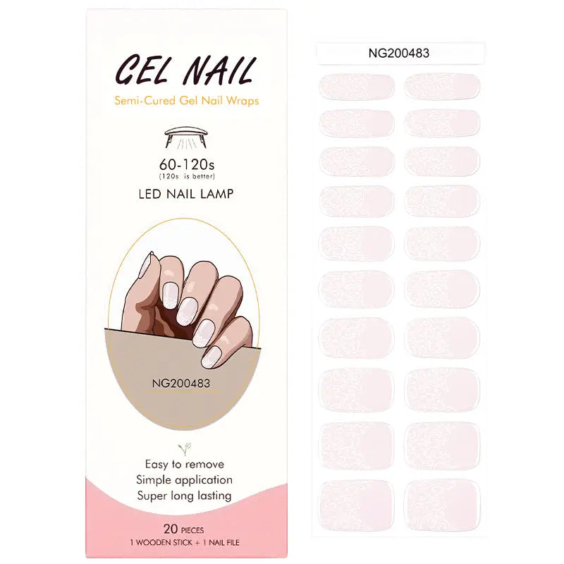 Semi Cured Gel Nail Strip Supplier Custom French Nail Sticker HUIZI