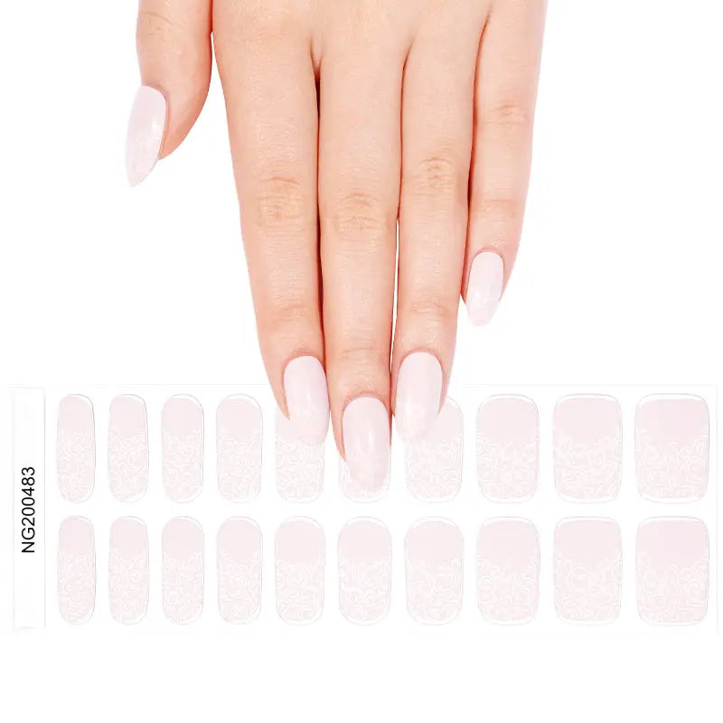 Semi Cured Gel Nail Strip Supplier Custom French Nail Sticker HUIZI