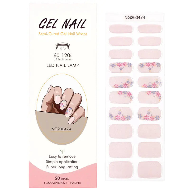 Semi Cured Gel Nail Strip Supplier Custom Glitter Nail Sticker HUIZI