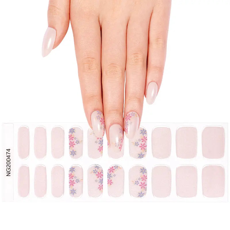 Semi Cured Gel Nail Strip Supplier Custom Glitter Nail Sticker HUIZI