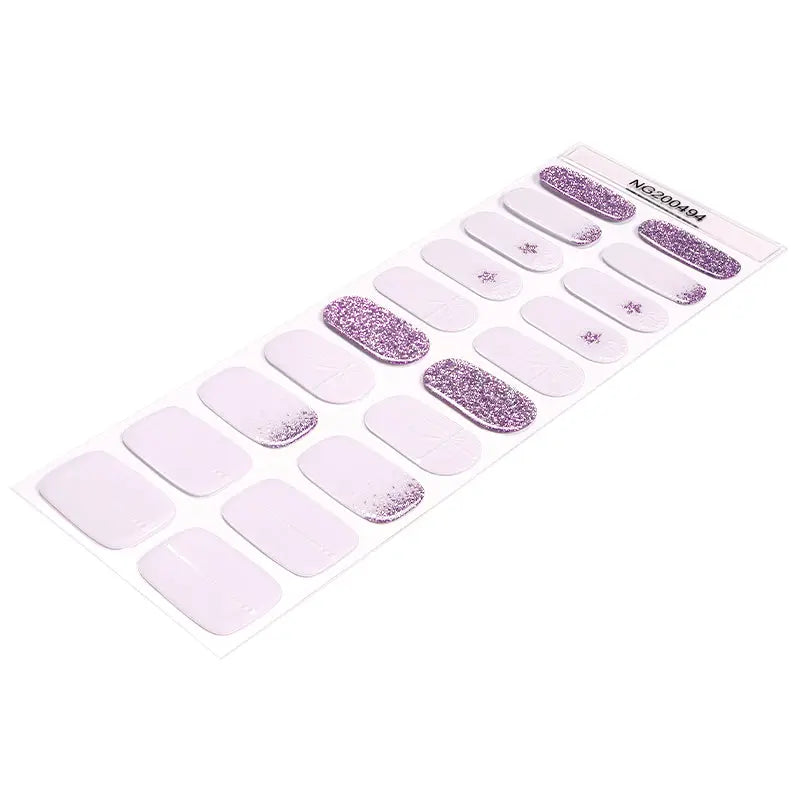 Semi Cured Gel Nail Strip Supplier Custom Glitter Winter Snow Nail Sticker HUIZI