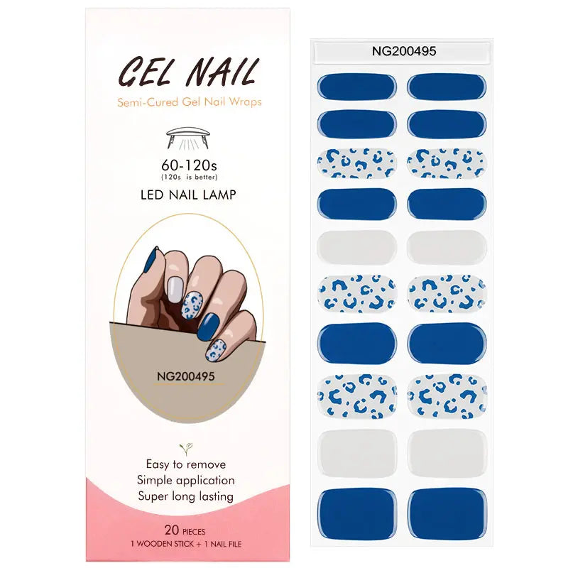 Semi Cured Gel Nail Strip Supplier Custom Leopard Nail Sticker HUIZI