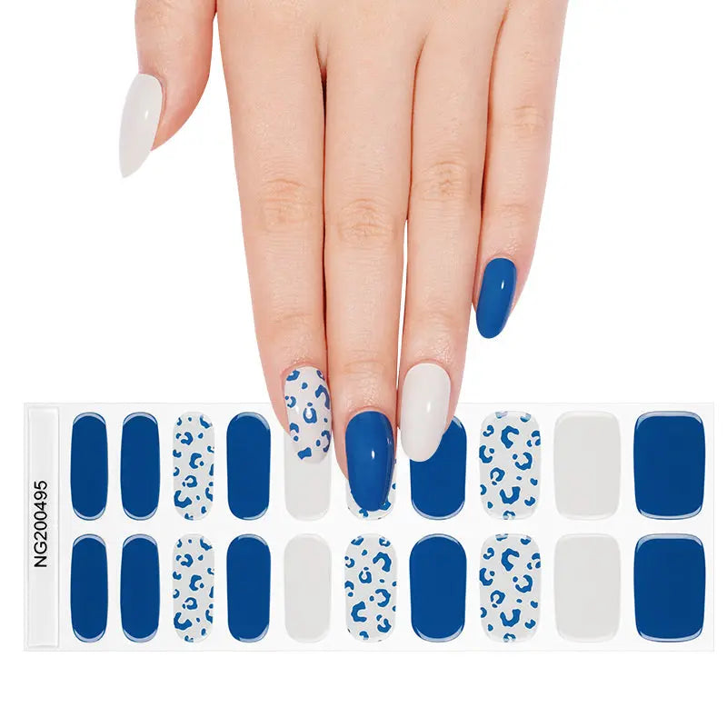 Semi Cured Gel Nail Strip Supplier Custom Leopard Nail Sticker HUIZI