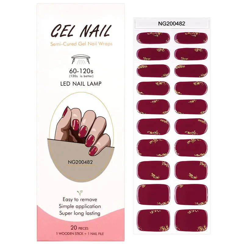 Semi Cured Gel Nail Strip Supplier Custom New Year Nail Art Stickers HUIZI