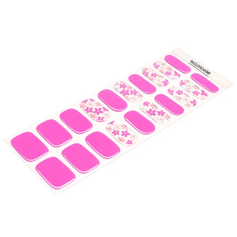 Semi Cured Gel Nail Strip Supplier Custom Purple Flower Nail Sticker HUIZI