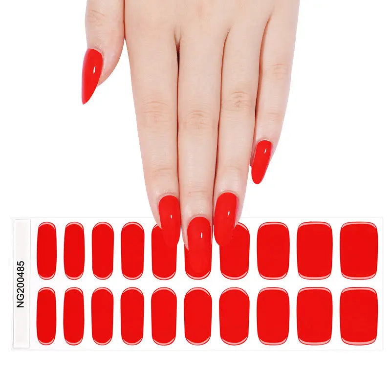 Semi Cured Gel Nail Strip Supplier Custom Red Valentine's Day Nail Art Sticker HUIZI