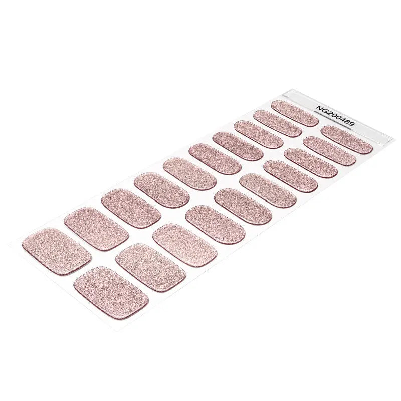 Semi Cured Gel Nail Strip Supplier Custom Rose Gold Glitter Nail Sticker HUIZI