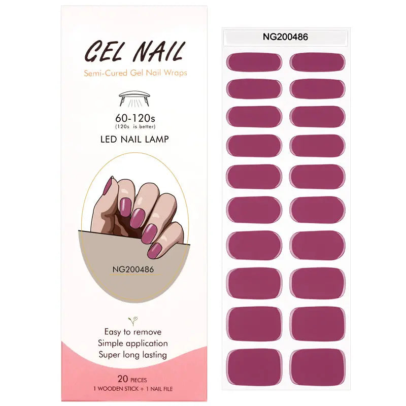 Semi Cured Gel Nail Strip Supplier Custom Rose Red Valentine's Day Nail Art Sticker HUIZI