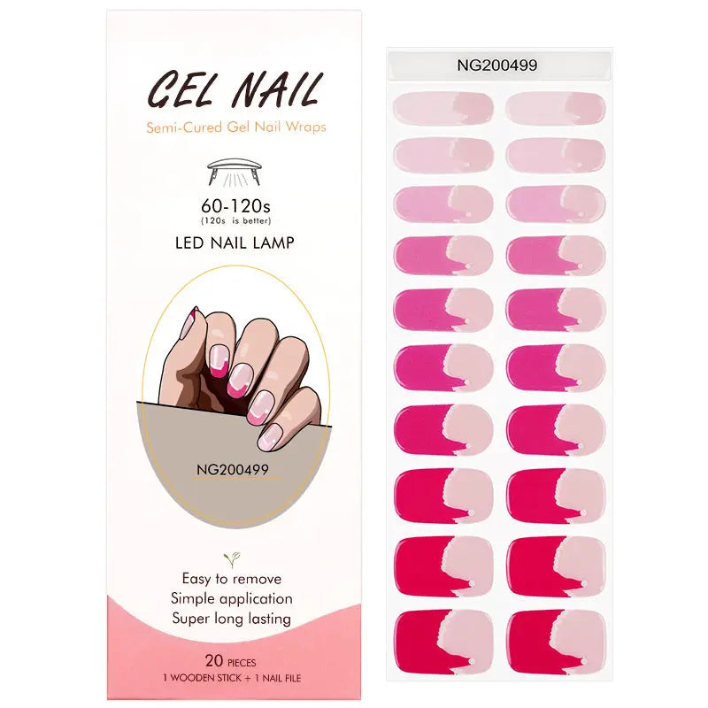 Semi Cured Gel Nail Strip Supplier Custom Santa Hat Nail Sticker HUIZI