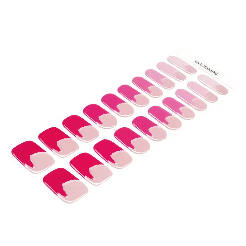 Semi Cured Gel Nail Strip Supplier Custom Santa Hat Nail Sticker HUIZI