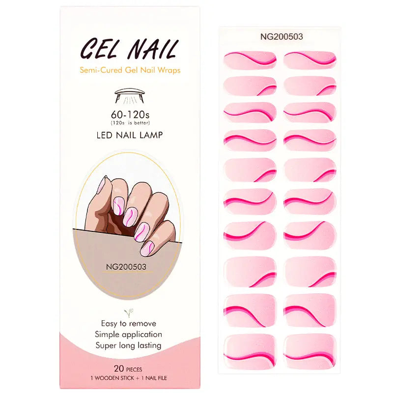 Semi Cured Gel Nail Strip Supplier Custom Silk Ribbon Nail Sticker HUIZI