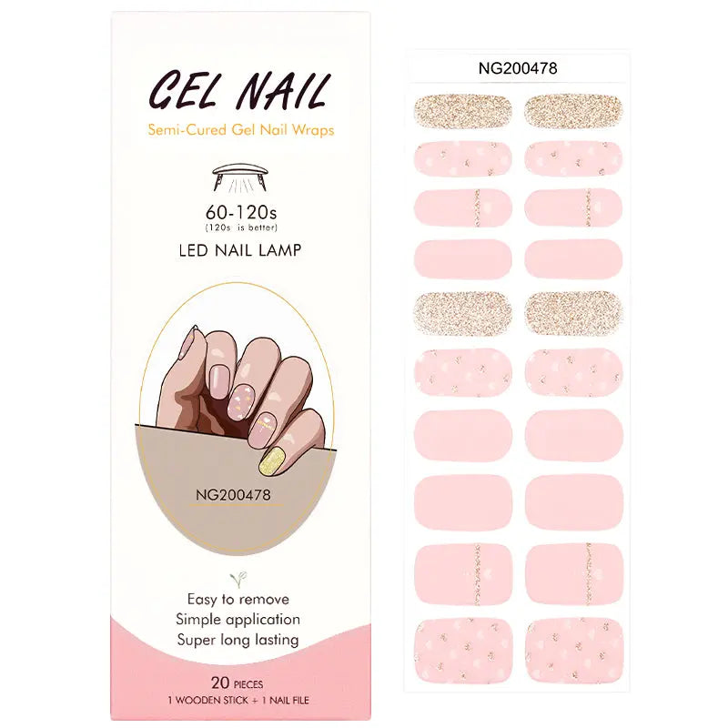 Semi Cured Gel Nail Strip Supplier Custom Valentine's Day Manicure HUIZI